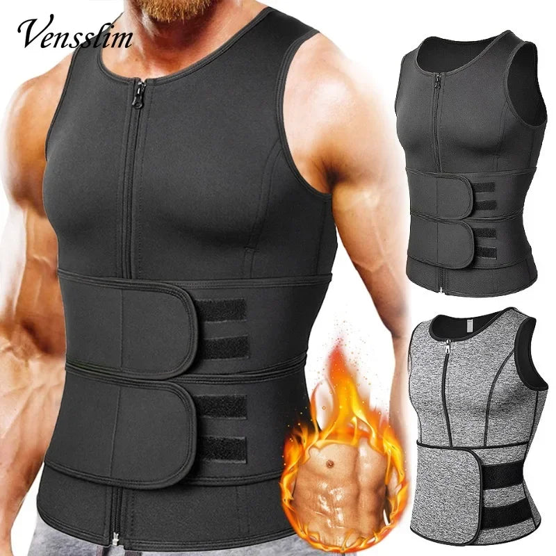 Vensslim Men’s Waist Trainer Vest – Sauna Sweat Compression Shapewear