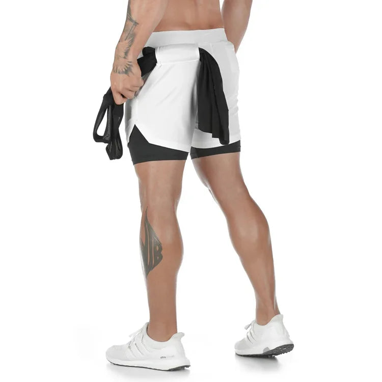 Men’s 2-in-1 Camo Running Shorts – Quick-Dry Gym & Training Fitness Shorts