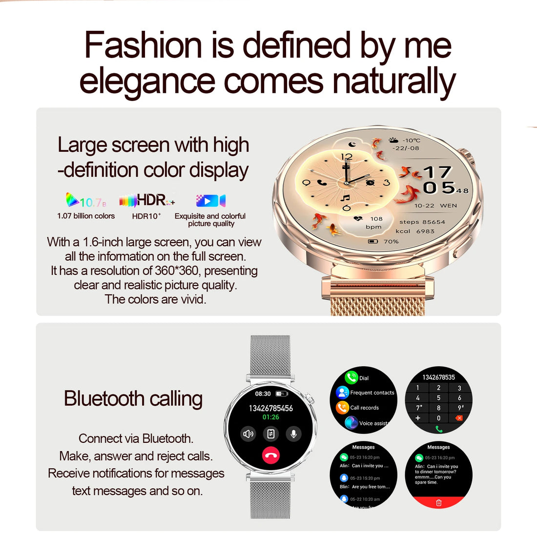 2025 Women’s Bluetooth Smartwatch – 1.6" HD Screen, Fitness & Health Tracker