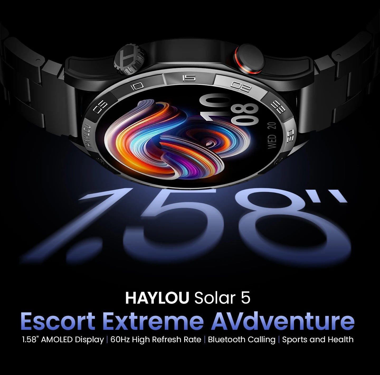 HAYLOU Solar 5 Smartwatch – 1.58" AMOLED, Voice Call, 24H Health & Sports Tracking