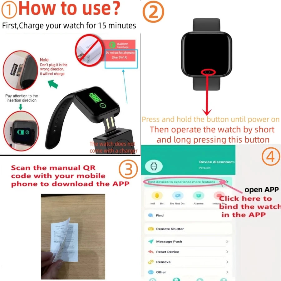 D13/116Plus Smartwatch – Multifunction Fitness Tracker for Men, Women & Kids