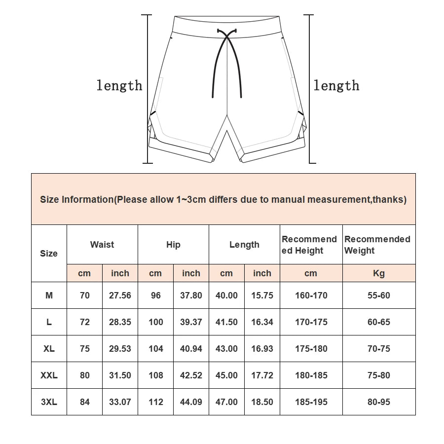 Men’s 2-in-1 Camo Running Shorts – Quick-Dry Gym & Training Fitness Shorts