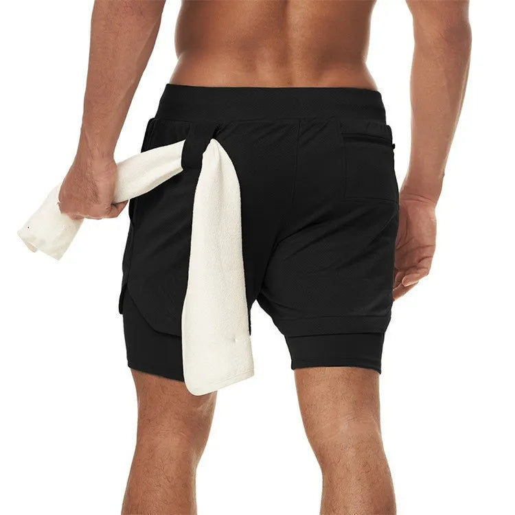 Men’s 2-in-1 Camo Running Shorts – Quick-Dry Gym & Training Fitness Shorts