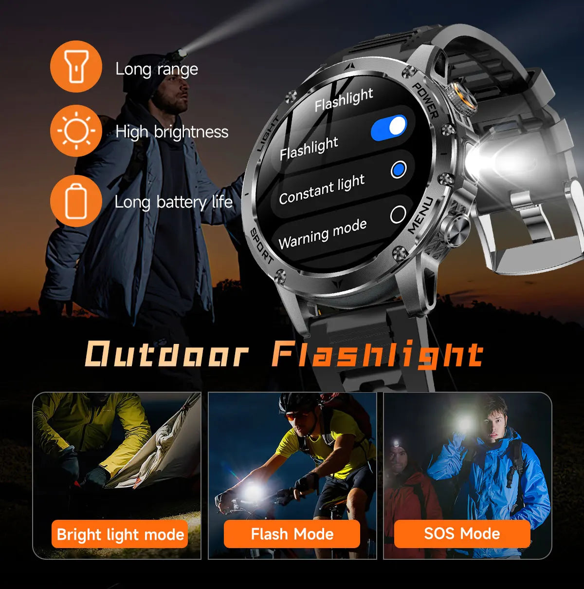 Military Sports Smartwatch – 1000mAh, BT Calling, IP68 Waterproof, HUAWEI-Compatible