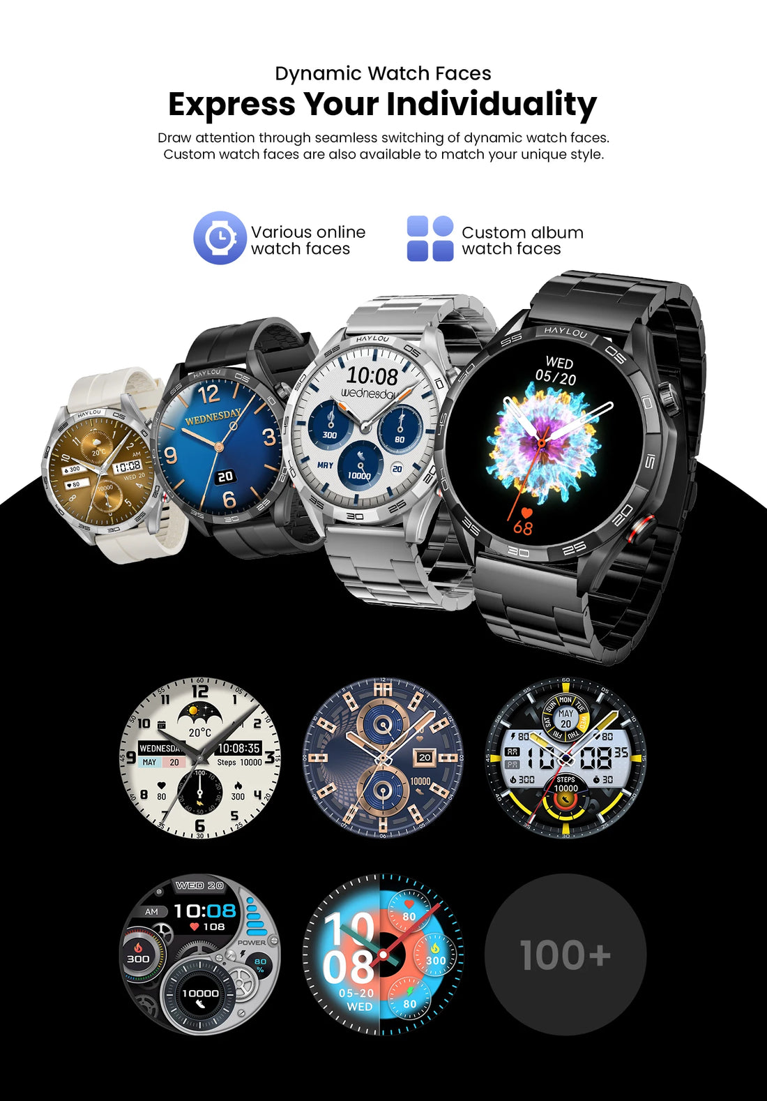 HAYLOU Solar 5 Smartwatch – 1.58" AMOLED, Voice Call, 24H Health & Sports Tracking