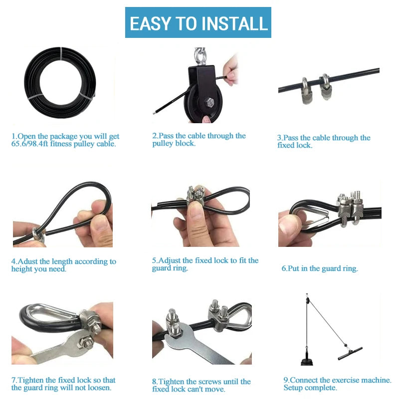 5mm TPU Coated Steel Replacement Cable – Heavy Duty Fitness Pulley Accessory