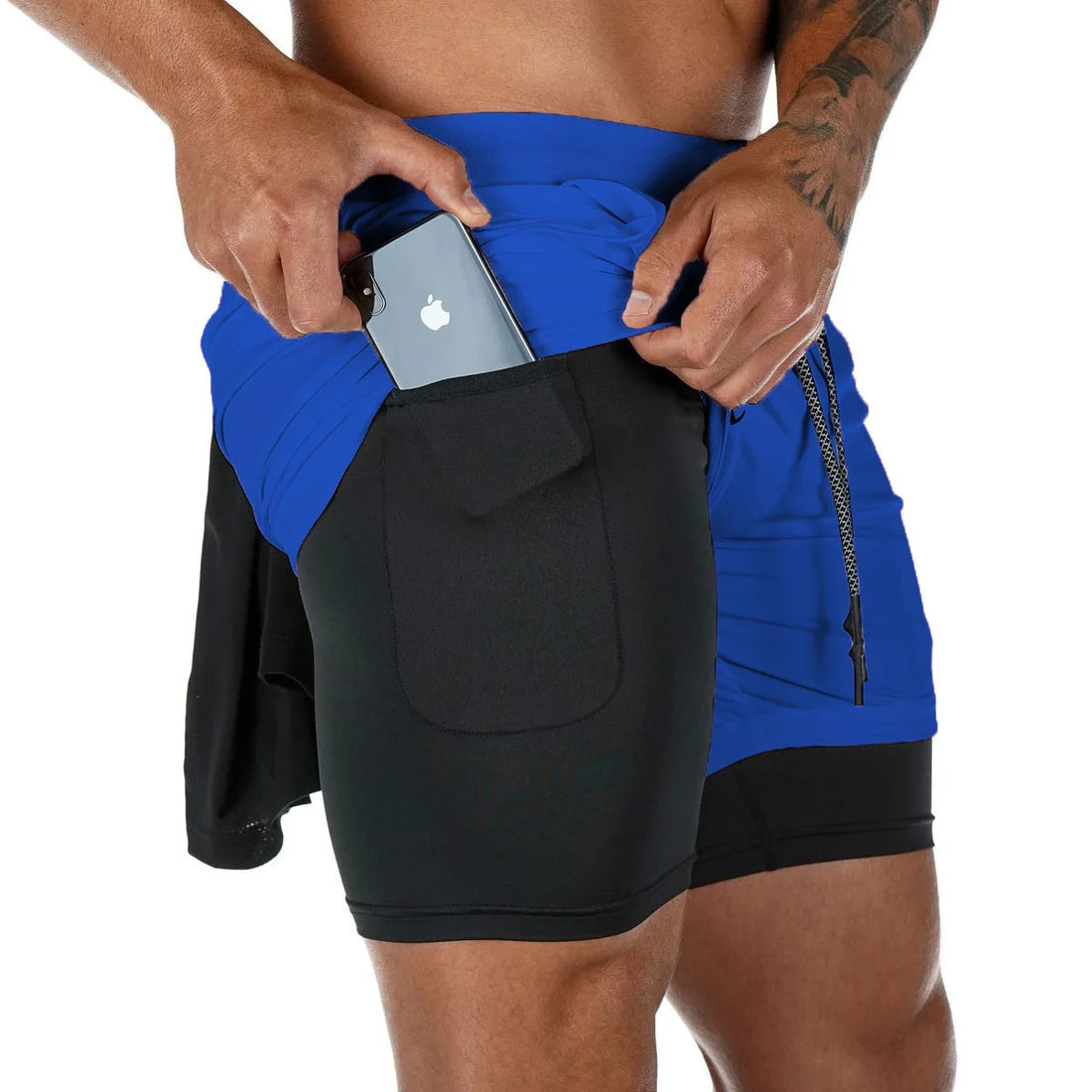Men’s 2-in-1 Camo Running Shorts – Quick-Dry Gym & Training Fitness Shorts