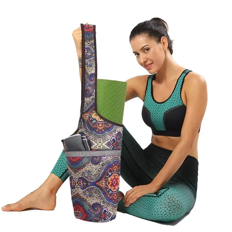 Yoga Mat Tote Bag – Stylish Bohemian Fitness Carrier for Most Mat Sizes