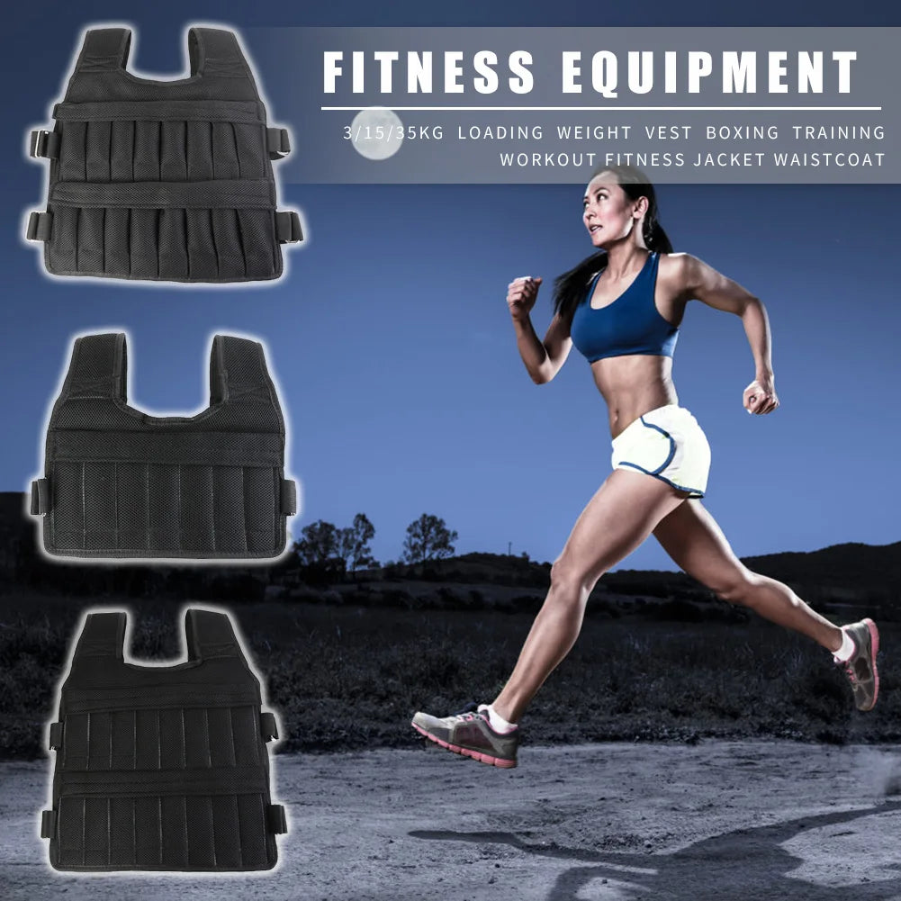 Adjustable Weighted Training Vest – 3/15/35KG Empty Fitness Jacket for Running & Workouts