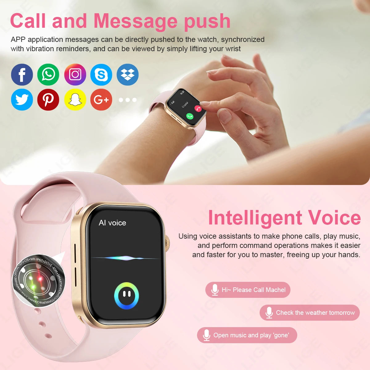 LIGE 2.01" Smartwatch – Bluetooth Call & Health Tracker