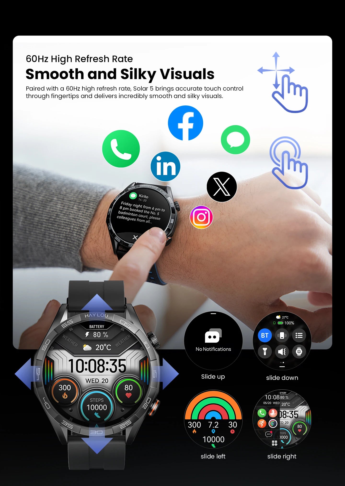 HAYLOU Solar 5 Smartwatch – 1.58" AMOLED, Voice Call, 24H Health & Sports Tracking