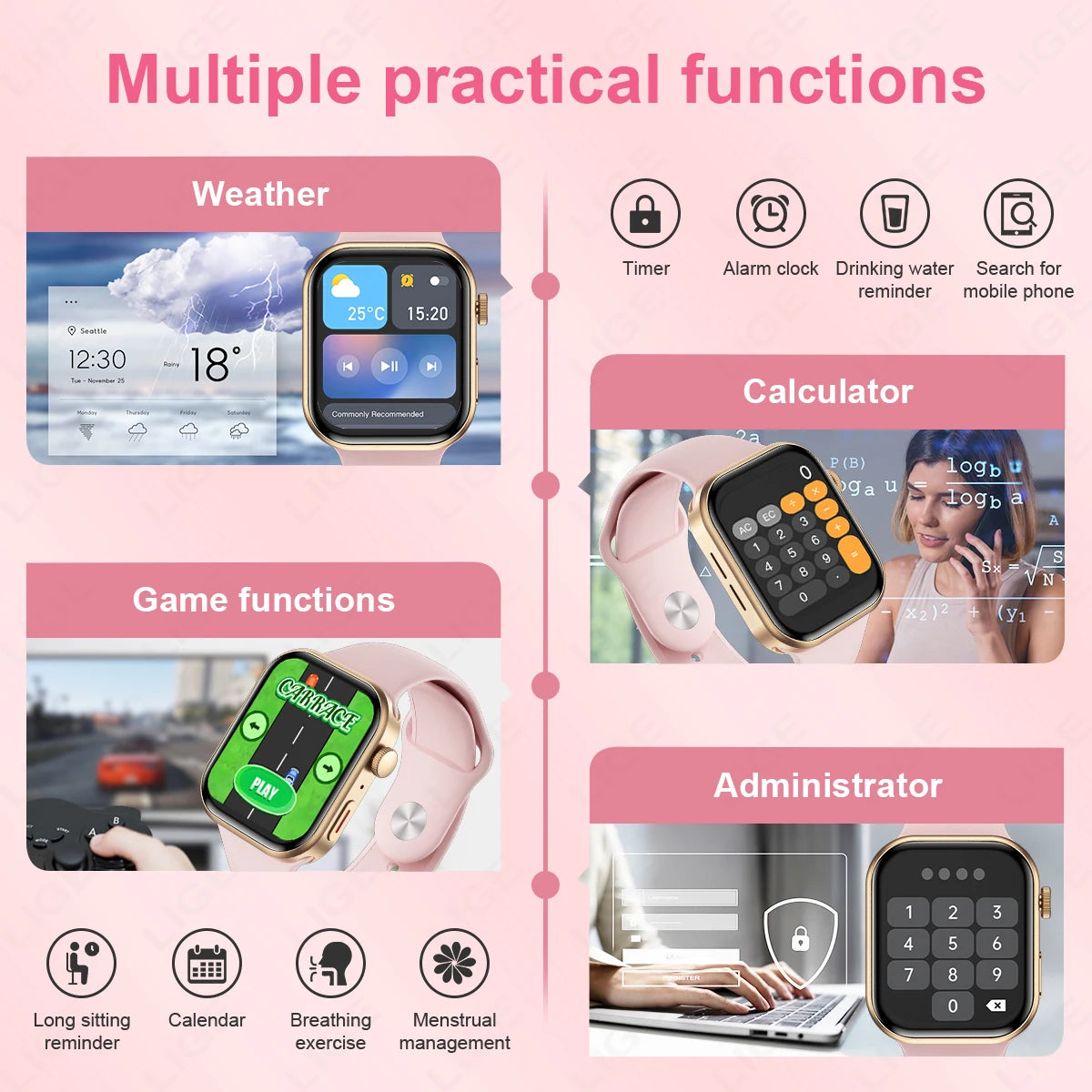 LIGE 2.01" Smartwatch – Bluetooth Call & Health Tracker