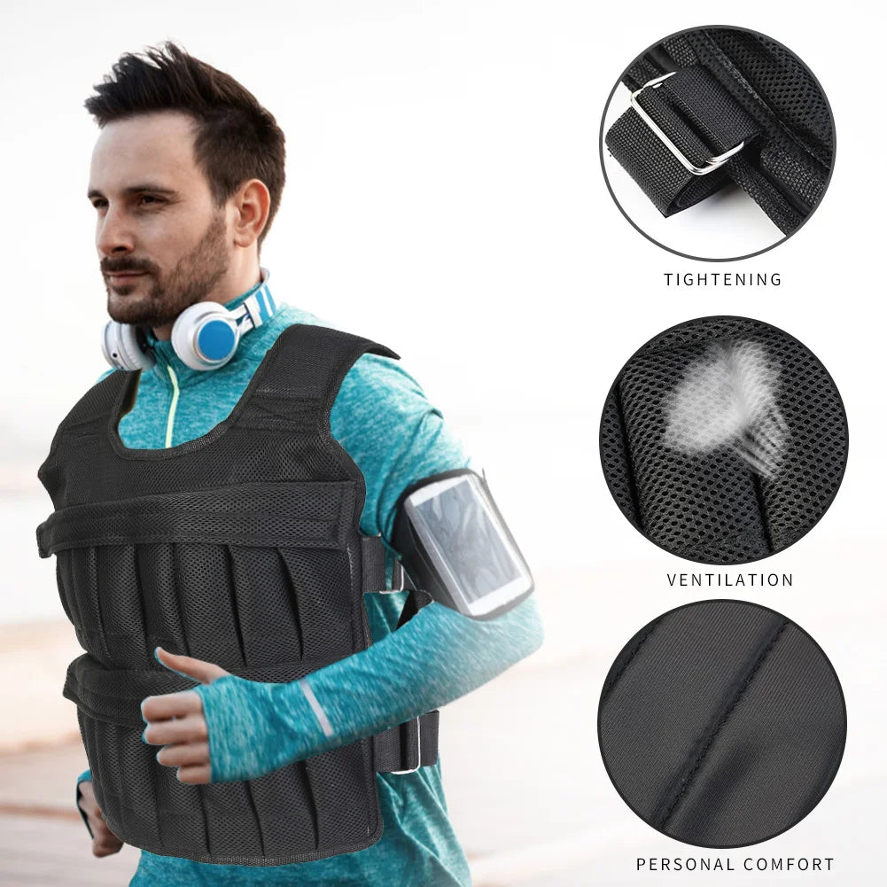 Adjustable Weighted Training Vest – 3/15/35KG Empty Fitness Jacket for Running & Workouts