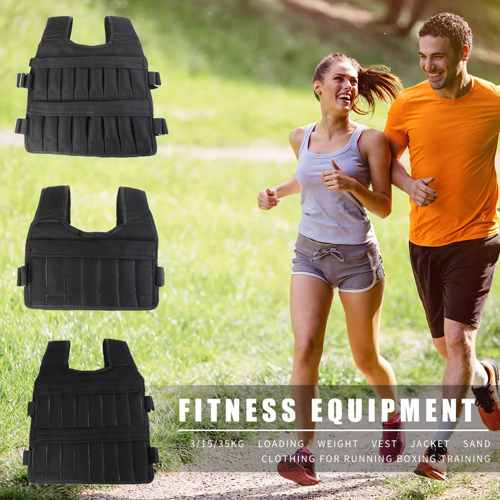 Adjustable Weighted Training Vest – 3/15/35KG Empty Fitness Jacket for Running & Workouts