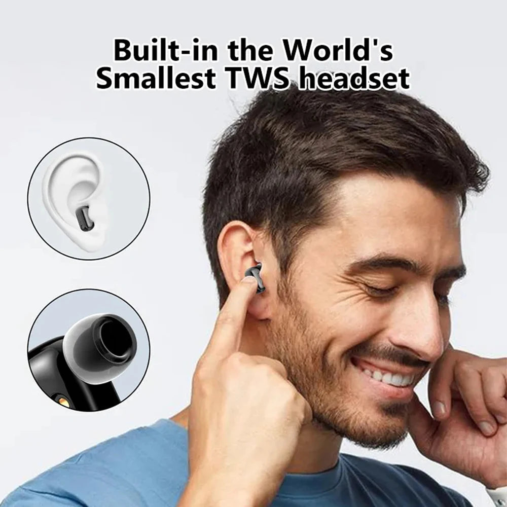 2-in-1 Smartwatch with Built-in Earphones – 1.8" Touchscreen Fitness & Heart Rate Monitor