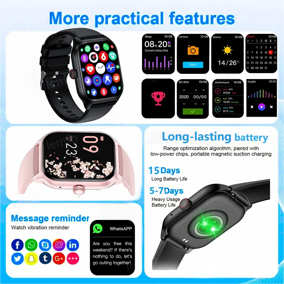 Bluetooth Smartwatch for Men & Women – Fitness Tracker with Call, Music & Alerts